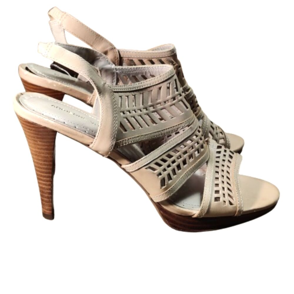 Adrienne Vittadini Beige Cutout Slingback High Heel Sandals Size 9M Leather
